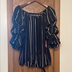 Black and White Striped Women's Top